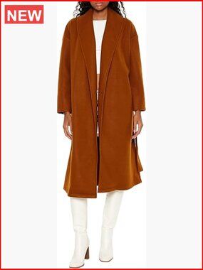 Tie-waist Trench Wrap Coat with Shawl Lapels